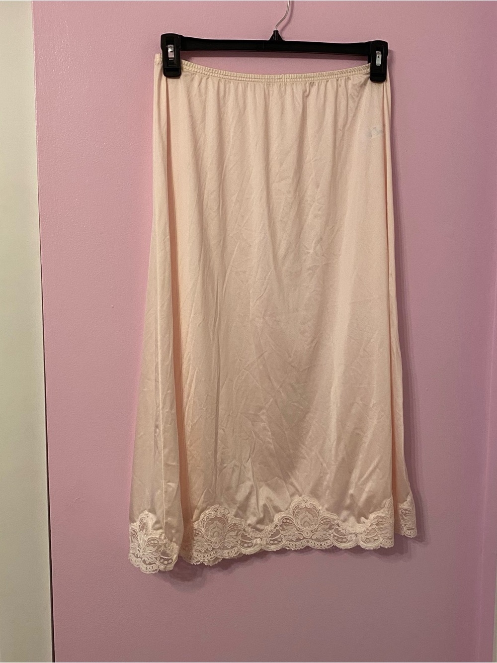 Vintage Olga Pink Lace Slip Skirt Coquette Romantic Size MY